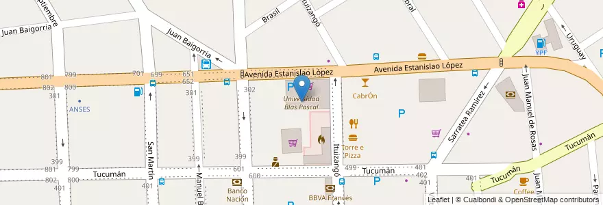 Mapa de ubicacion de Universidad Blas Pascal en 아르헨티나, 부에노스아이레스주, Partido Del Pilar, Pilar.