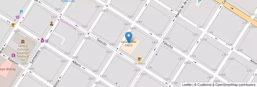 Mapa de ubicacion de Universidad CAECE en Argentinië, Buenos Aires, Partido De General Pueyrredón, Mar Del Plata.