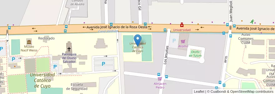 Mapa de ubicacion de Universidad Católica de Cuyo en Argentinien, San Juan, Chile, Rivadavia.