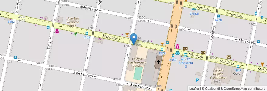 Mapa de ubicacion de Universidad Católica de Santa Fe en 阿根廷, Santa Fe, Departamento Rosario, Municipio De Rosario, 罗萨里奥.