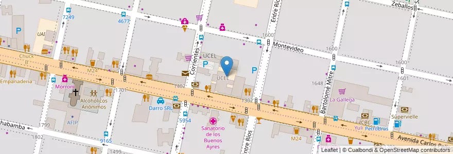 Mapa de ubicacion de Universidad Centro Educativo Latinoamericano en الأرجنتين, سانتا في, Departamento Rosario, Municipio De Rosario, روساريو.