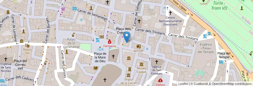 Mapa de ubicacion de Universidad CEU-UCH - Palacio de Colomina en Espagne, Communauté Valencienne, Valence, Comarca De València, Valence.