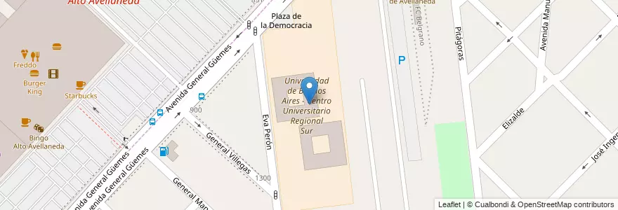Mapa de ubicacion de Universidad de Buenos Aires - Centro Universitario Regional Sur en Argentina, Provincia Di Buenos Aires, Partido De Avellaneda, Avellaneda.
