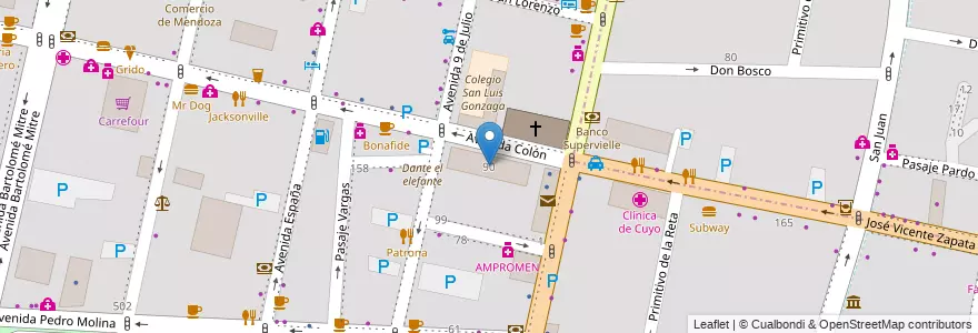 Mapa de ubicacion de Universidad de Congreso en آرژانتین, شیلی, Mendoza, Departamento Capital, Sección 2ª Barrio Cívico, Ciudad De Mendoza.