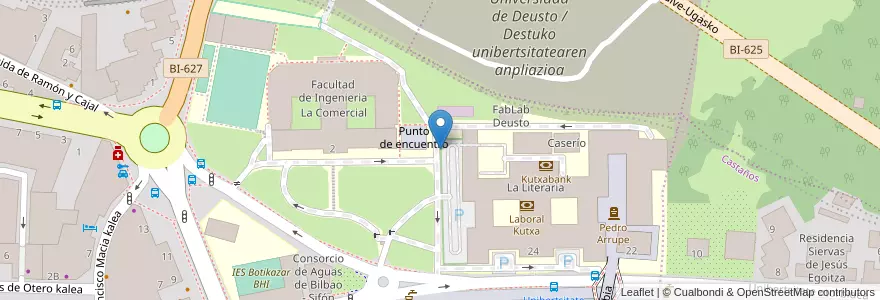 Mapa de ubicacion de Universidad de Deusto en اسپانیا, Euskadi, Bizkaia, Bilboaldea, بیلبائو.