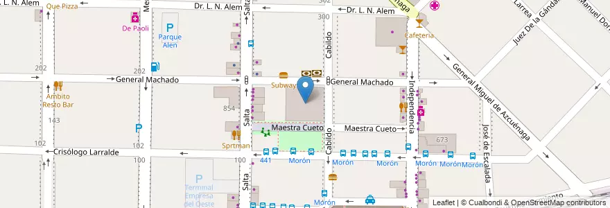 Mapa de ubicacion de Universidad de Morón Sede Central en آرژانتین, استان بوئنوس آیرس, Partido De Morón, Morón.