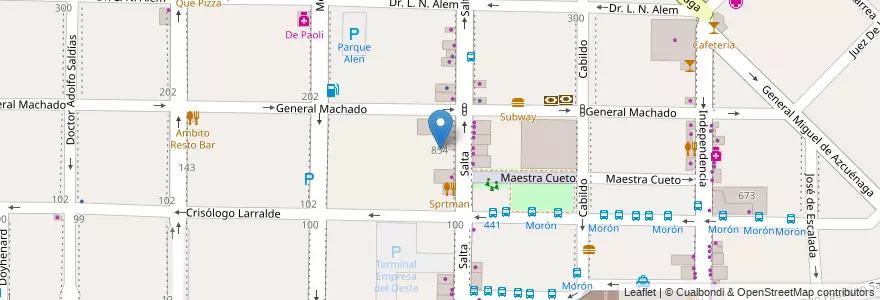 Mapa de ubicacion de Universidad de Morón en アルゼンチン, ブエノスアイレス州, Partido De Morón, Morón.