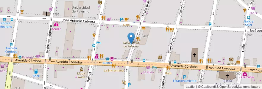 Mapa de ubicacion de Universidad de Palermo, Palermo en Arjantin, Ciudad Autónoma De Buenos Aires, Buenos Aires, Comuna 14.