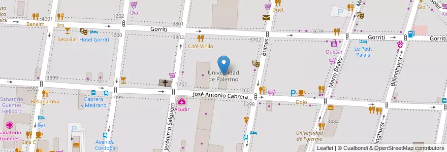 Mapa de ubicacion de Universidad de Palermo, Palermo en 아르헨티나, Ciudad Autónoma De Buenos Aires, 부에노스아이레스, Comuna 14.