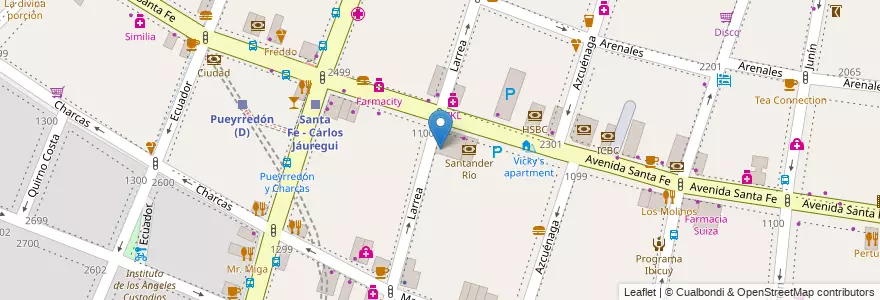 Mapa de ubicacion de Universidad de Palermo, Recoleta en Argentine, Ciudad Autónoma De Buenos Aires, Comuna 2, Buenos Aires.