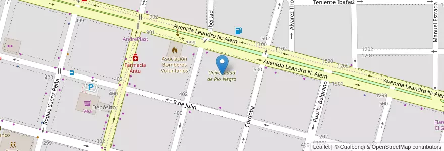 Mapa de ubicacion de Universidad de Rio Negro en Arjantin, Şili, Río Negro, Cipolletti, Departamento General Roca.