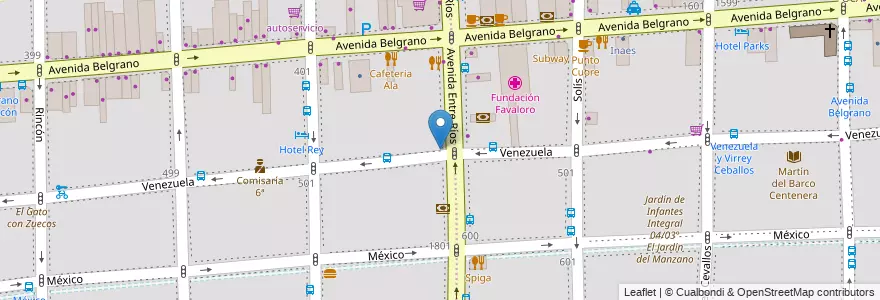 Mapa de ubicacion de Universidad Favaloro, Balvanera en Arjantin, Ciudad Autónoma De Buenos Aires, Buenos Aires.