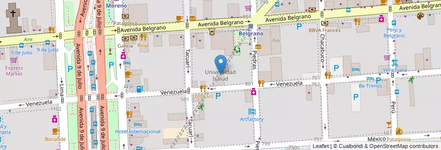 Mapa de ubicacion de Universidad Isalud, Montserrat en 아르헨티나, Ciudad Autónoma De Buenos Aires, Comuna 1, 부에노스아이레스.