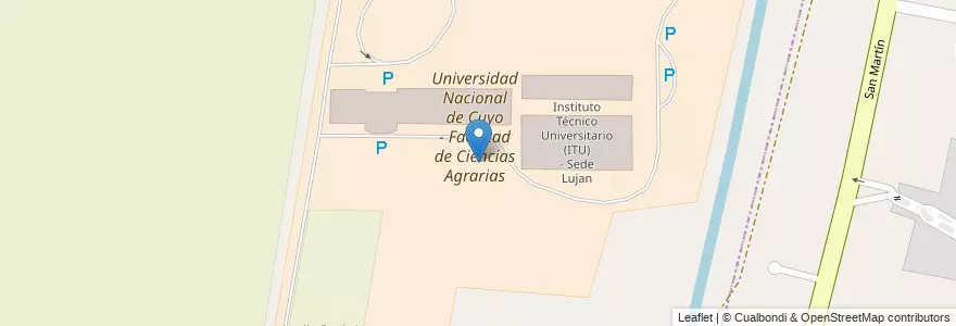 Mapa de ubicacion de Universidad Nacional de Cuyo - Facultad de Ciencias Agrarias en アルゼンチン, チリ, メンドーサ州, Departamento Luján De Cuyo, Luján De Cuyo, Distrito Mayor Drummond, Distrito Vistabla.