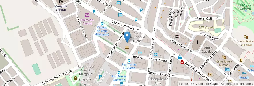 Mapa de ubicacion de Universidad Nacional de Educación a Distancia (UNED) - Centro de Melilla en اسپانیا, ملیلیه, ملیلیه.