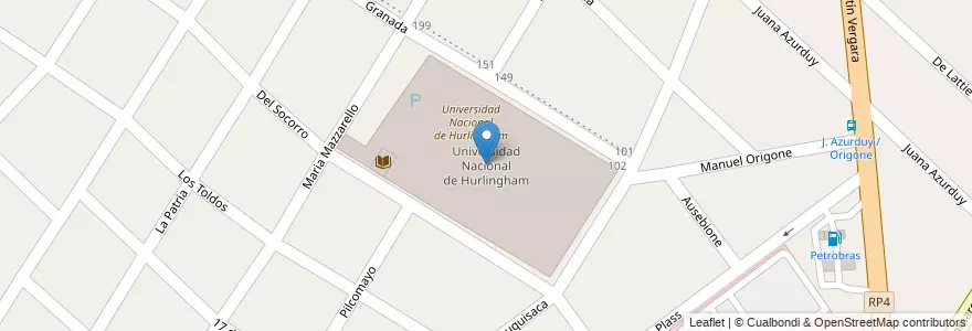 Mapa de ubicacion de Universidad Nacional de Hurlingham en Argentina, Buenos Aires, Partido De Hurlingham, Villa Tesei.