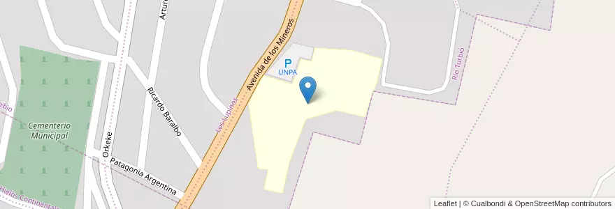 Mapa de ubicacion de Universidad Nacional de la Patagonia Austral (UNPA) en Аргентина, Санта-Крус, Provincia De Última Esperanza, Xii Магальянес-И-Ла-Антарктика-Чилена, Чили, Güer Aike, Río Turbio.