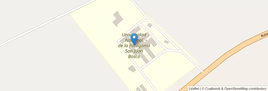Mapa de ubicacion de Universidad Nacional de la Patagonia San Juan Bosco en Arjantin, Şili, Chubut, Departamento Futaleufú.