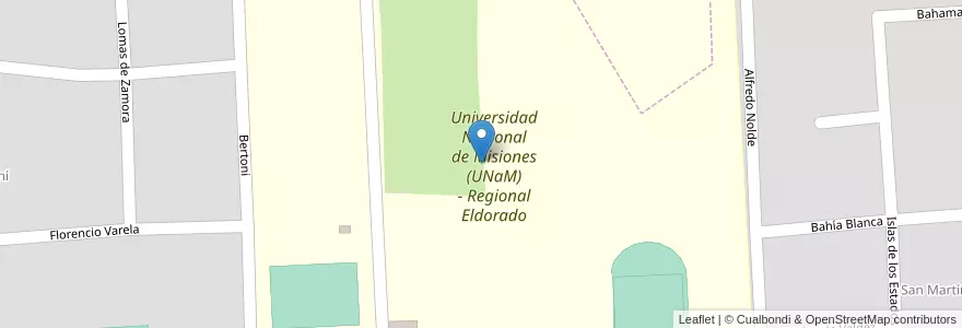 Mapa de ubicacion de Universidad Nacional de Misiones (UNaM) - Regional Eldorado en Argentina, Misiones, Departamento Eldorado, Municipio De Eldorado, Eldorado.