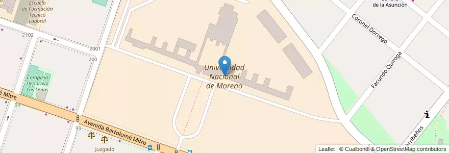 Mapa de ubicacion de Universidad Nacional de Moreno en アルゼンチン, ブエノスアイレス州, Partido De Moreno, Moreno.