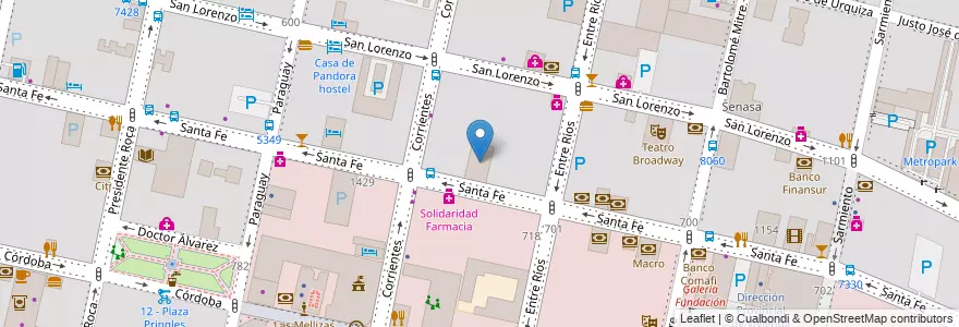 Mapa de ubicacion de Universidad Nacional de Rosario Facultad de Humanidades y Artes Taller de Escultura en アルゼンチン, サンタフェ州, Departamento Rosario, Municipio De Rosario, ロサリオ.