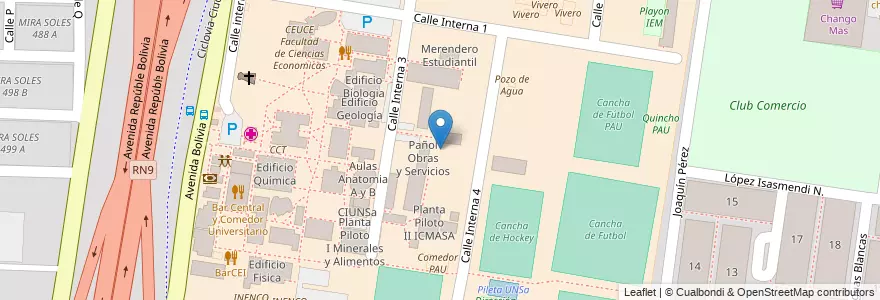 Mapa de ubicacion de Universidad Nacional de Salta - Campo General San Martín en Argentina, Salta, Capital, Municipio De Salta, Salta.