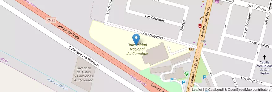 Mapa de ubicacion de Universidad Nacional del Comahue en Аргентина, Чили, Рио-Негро, Cipolletti, Departamento General Roca.
