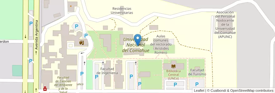 Mapa de ubicacion de Universidad Nacional del Comahue en Argentina, Chile, Neuquén Province, Departamento Confluencia, Municipio De Neuquén, Neuquén.