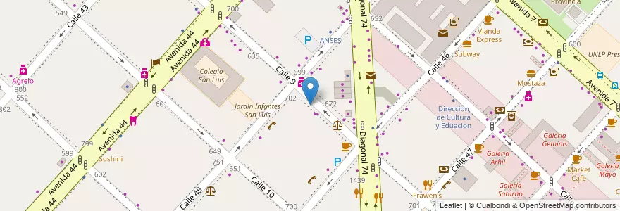 Mapa de ubicacion de Universidad Siglo 21, Casco Urbano en 阿根廷, 布宜诺斯艾利斯省, Partido De La Plata, La Plata.