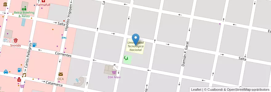 Mapa de ubicacion de Universidad Tecnológica Nacional en الأرجنتين, إنتري ريوس, Departamento Concordia, Distrito Suburbios, Concordia, Concordia.