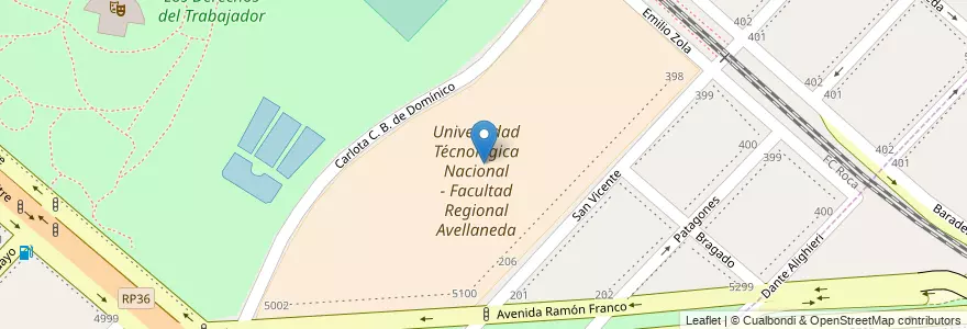 Mapa de ubicacion de Universidad Técnologica Nacional - Facultad Regional Avellaneda en Argentinien, Provinz Buenos Aires, Partido De Avellaneda, Villa Domínico.