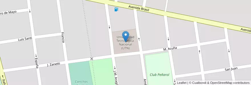 Mapa de ubicacion de Universidad Tecnológica  Nacional (UTN) en Arjantin, Santa Fe, Departamento Castellanos, Municipio De Rafaela.