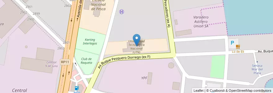 Mapa de ubicacion de Universidad Tecnológica Nacional (UTN) en アルゼンチン, ブエノスアイレス州, Partido De General Pueyrredón, Mar Del Plata.