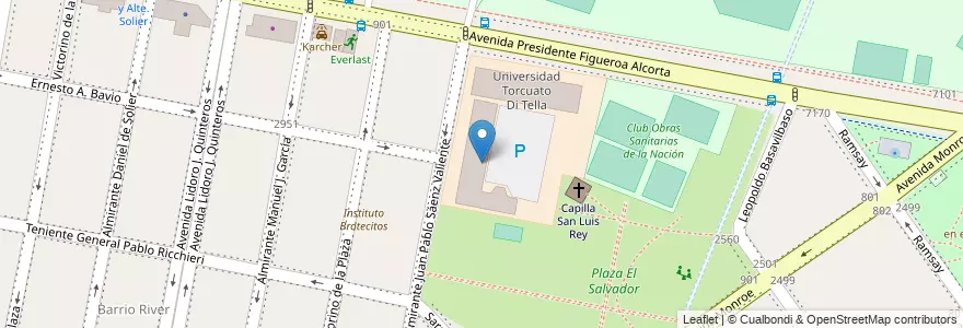 Mapa de ubicacion de Universidad Torcuato Di Tella, Belgrano en آرژانتین, Ciudad Autónoma De Buenos Aires, Buenos Aires, Comuna 13.