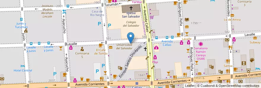 Mapa de ubicacion de Universitas Estudios Superiores, Balvanera en Argentinië, Ciudad Autónoma De Buenos Aires, Comuna 3, Buenos Aires.