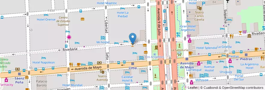 Mapa de ubicacion de Unplug Bar, San Nicolas en アルゼンチン, Ciudad Autónoma De Buenos Aires, Comuna 1, ブエノスアイレス.