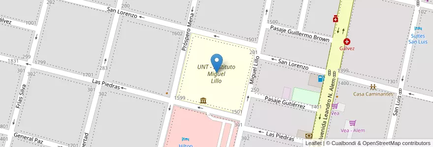 Mapa de ubicacion de UNT - Instituto Miguel Lillo en Аргентина, Тукуман, San Miguel De Tucumán, Departamento Capital, San Miguel De Tucumán.