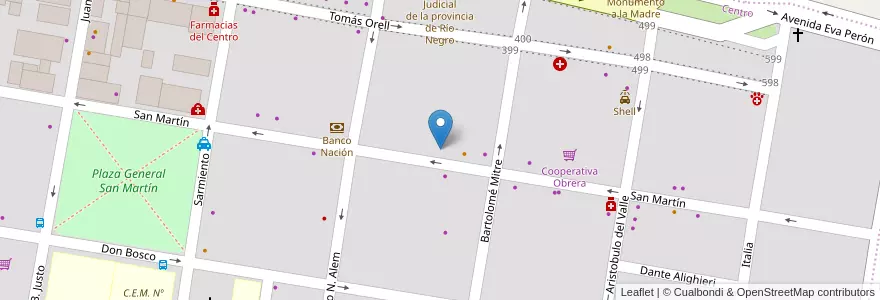 Mapa de ubicacion de U.N.T.E.R. en Аргентина, Чили, Рио-Негро, Municipio De Allen, Departamento General Roca.