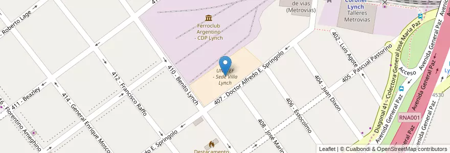 Mapa de ubicacion de UNTREF - Sede Villa Lynch en Argentina, Provincia Di Buenos Aires, Partido De Tres De Febrero, Sáenz Peña.