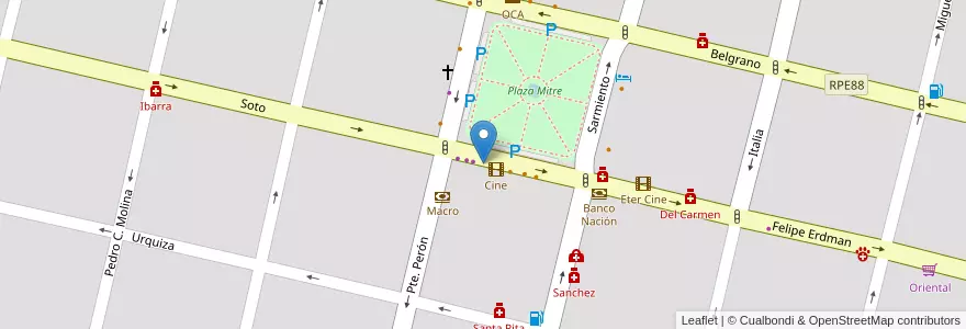 Mapa de ubicacion de U.N.V.M Sede Villa Dolores en 阿根廷, Córdoba, Departamento San Javier, Pedanía Dolores, Municipio De Villa Dolores, Villa Dolores.