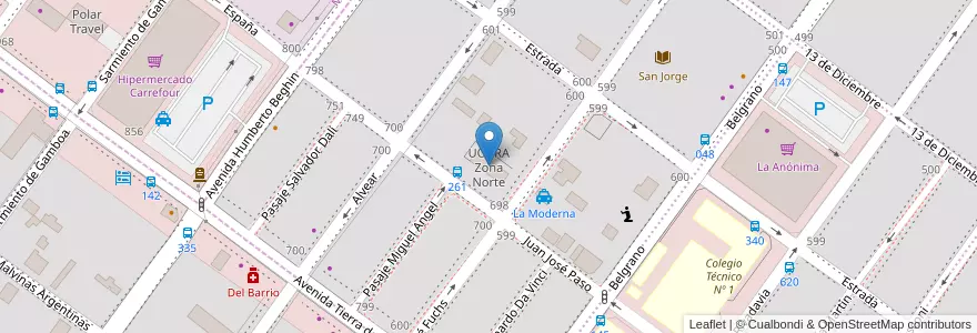 Mapa de ubicacion de UOCRA Zona Norte en Argentina, Provincia Di Santa Cruz, Cile, Mercado De La Ciudad, Deseado, Caleta Olivia.