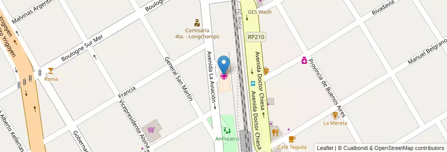 Mapa de ubicacion de UPA 24hs en Arjantin, Buenos Aires, Partido De Almirante Brown, Longchamps.