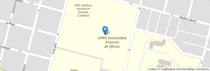 Mapa de ubicacion de UPRO Universidad Provicial de Oficios en Arjantin, San Luis, General Pedernera, Villa Mercedes, Municipio De Villa Mercedes.