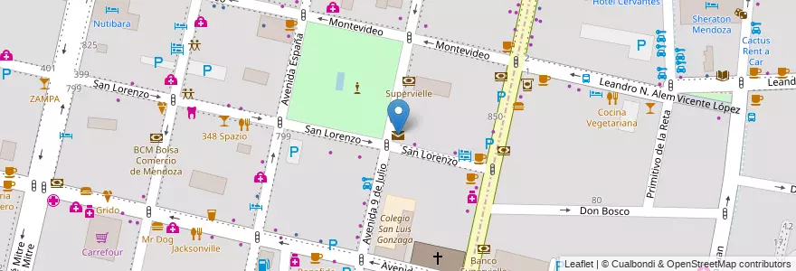 Mapa de ubicacion de UPS Mendoza en アルゼンチン, チリ, メンドーサ州, Departamento Capital, Sección 2ª Barrio Cívico, Ciudad De Mendoza.