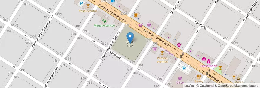 Mapa de ubicacion de Upsala Mall en Argentina, Buenos Aires, Partido De General Pueyrredón, Mar Del Plata.