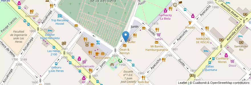 Mapa de ubicacion de urban, Recoleta en アルゼンチン, Ciudad Autónoma De Buenos Aires, Comuna 2, ブエノスアイレス.