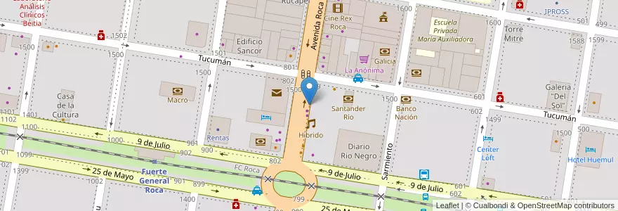 Mapa de ubicacion de Urbano Bar en آرژانتین, استان ریو نگرو، آرژانتین, General Roca, Departamento General Roca, General Roca.
