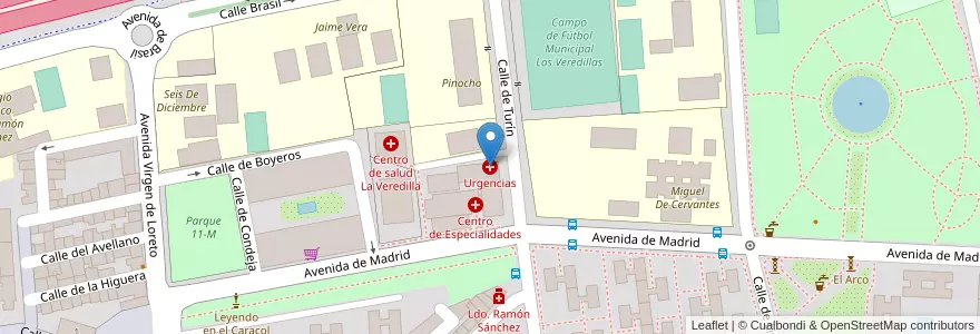 Mapa de ubicacion de Urgencias en اسپانیا, بخش خودمختار مادرید, بخش خودمختار مادرید, Área Metropolitana De Madrid Y Corredor Del Henares, Torrejón De Ardoz.