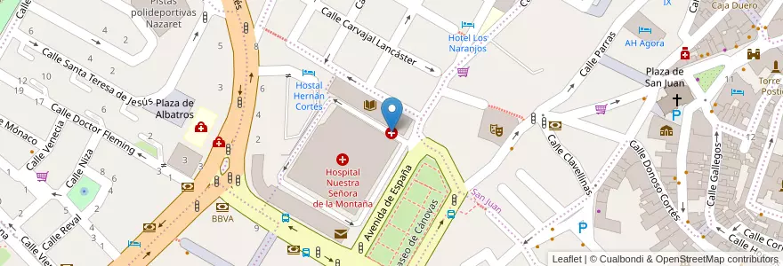 Mapa de ubicacion de Urgencias 'Hospital Nuestra Señor de la Montaña' en Испания, Эстремадура, Cáceres, Cáceres, Cáceres.