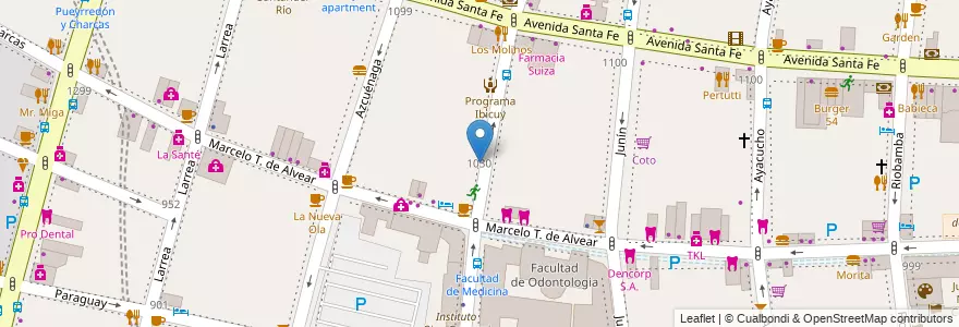 Mapa de ubicacion de Uriburu Parking, Recoleta en 아르헨티나, Ciudad Autónoma De Buenos Aires, Comuna 2, 부에노스아이레스.